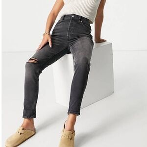 NWT FREE PEOPLE ZURI WASHED BLACK MOM JEANS - 26